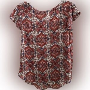 Loft - Pink and Blue Vintage Blouse *SCOOP NECKLINE